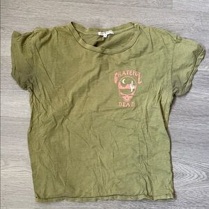 Grateful Dead 1987 T-Shirt in Olive with Pink Logo
